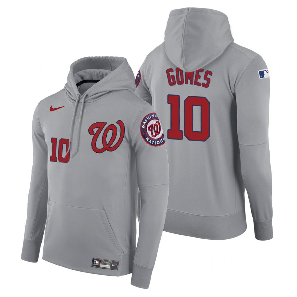 Men Washington Nationals #10 Gomes gray road hoodie 2021 MLB Nike Jerseys